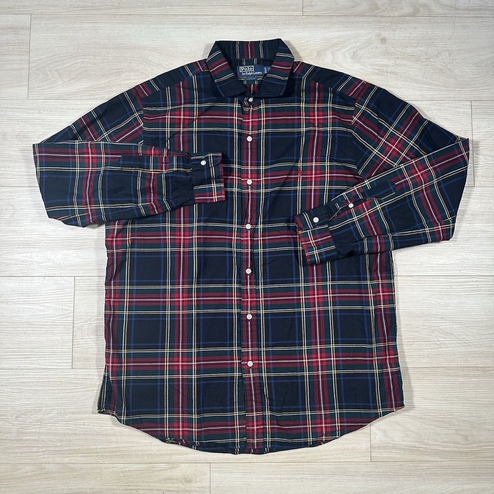 Polo Ralph Lauren Shirt Mens XL Red Plaid Classic Fit Button up Long Sleeve 90s - Picture 2 of 9